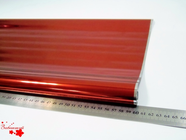 Однотонная пленка фольга для подарков 60см на 12м. красного цвета







