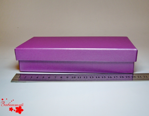 Подарочная коробка: плотний картон, фиолетовый цвет. 21,2*12,5*5 см



